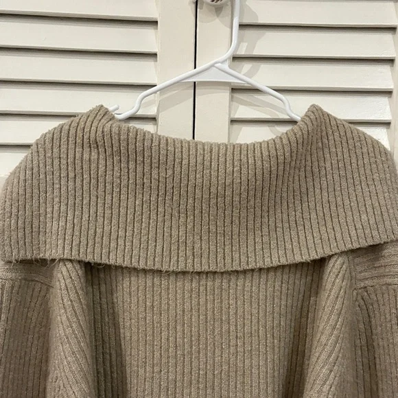 Women's Tan Deep V-Neck Sweater - Picture 10 of 13